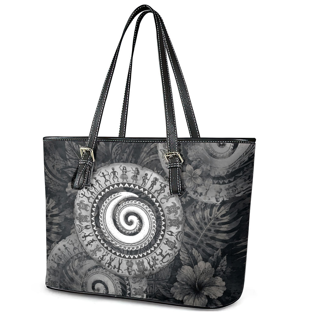 Hawaiian Piko Leather Tote Bag Cultural Anchor Connect Your Roots Ocean Waves
