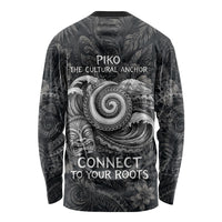 Hawaiian Piko Long Sleeve Shirt Cultural Anchor Connect Your Roots Ocean Waves