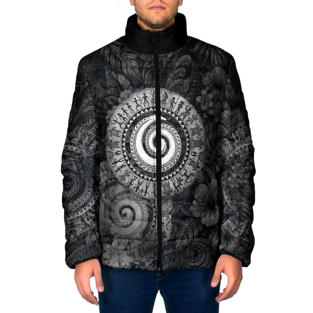 Hawaiian Piko Padded Jacket Cultural Anchor Connect Your Roots Ocean Waves