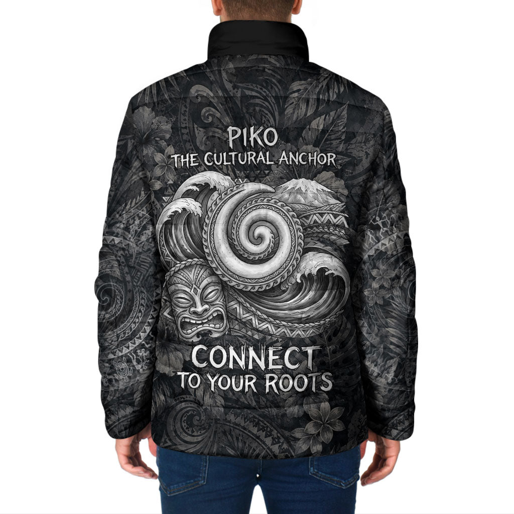 Hawaiian Piko Padded Jacket Cultural Anchor Connect Your Roots Ocean Waves