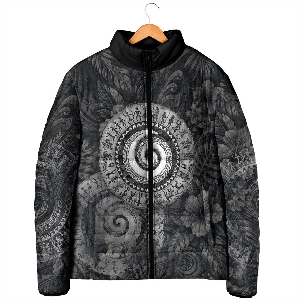 Hawaiian Piko Padded Jacket Cultural Anchor Connect Your Roots Ocean Waves