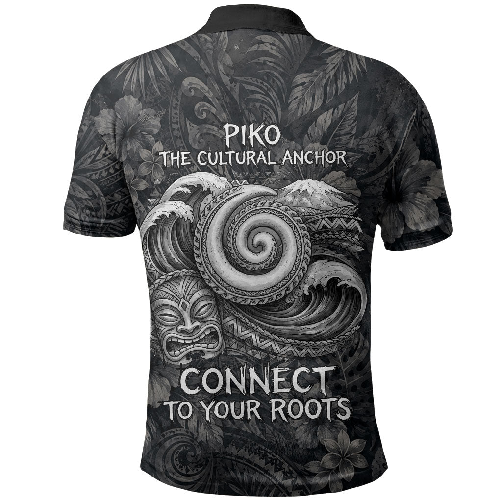 Hawaiian Piko Polo Shirt Cultural Anchor Connect Your Roots Ocean Waves