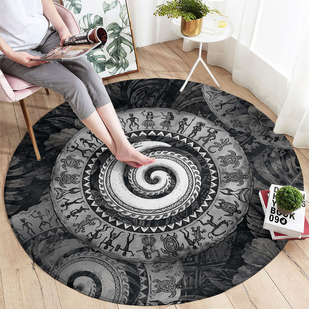 Hawaiian Piko Round Carpet Cultural Anchor Connect Your Roots Ocean Waves