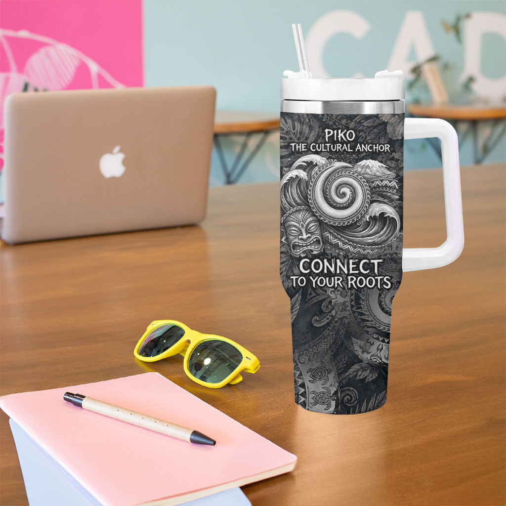 Hawaiian Piko Tumbler With Handle Cultural Anchor Connect Your Roots Ocean Waves