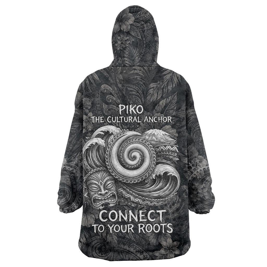 Hawaiian Piko Wearable Blanket Hoodie Cultural Anchor Connect Your Roots Ocean Waves