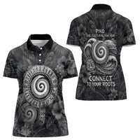 Hawaiian Piko Women Polo Shirt Cultural Anchor Connect Your Roots Ocean Waves