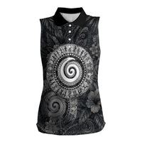 Hawaiian Piko Women Sleeveless Polo Shirt Cultural Anchor Connect Your Roots Ocean Waves