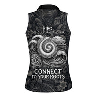 Hawaiian Piko Women Sleeveless Polo Shirt Cultural Anchor Connect Your Roots Ocean Waves