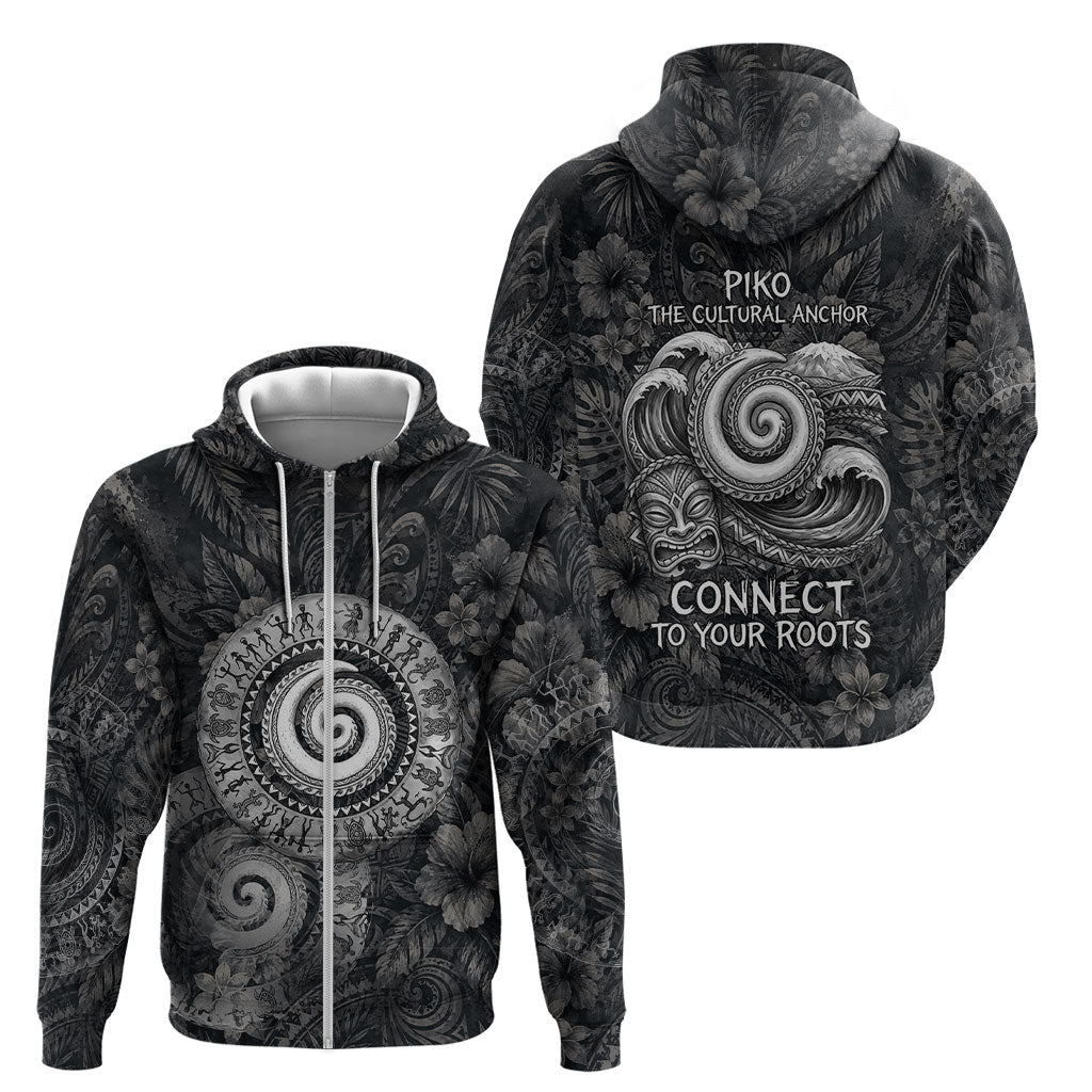 Hawaiian Piko Zip Hoodie Cultural Anchor Connect Your Roots Ocean Waves