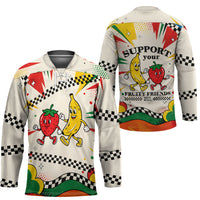 Support Your Fruity Friends Love Wins Gay Pride Hockey Jersey LGBTQ Retro 30s Cartoon Checkered