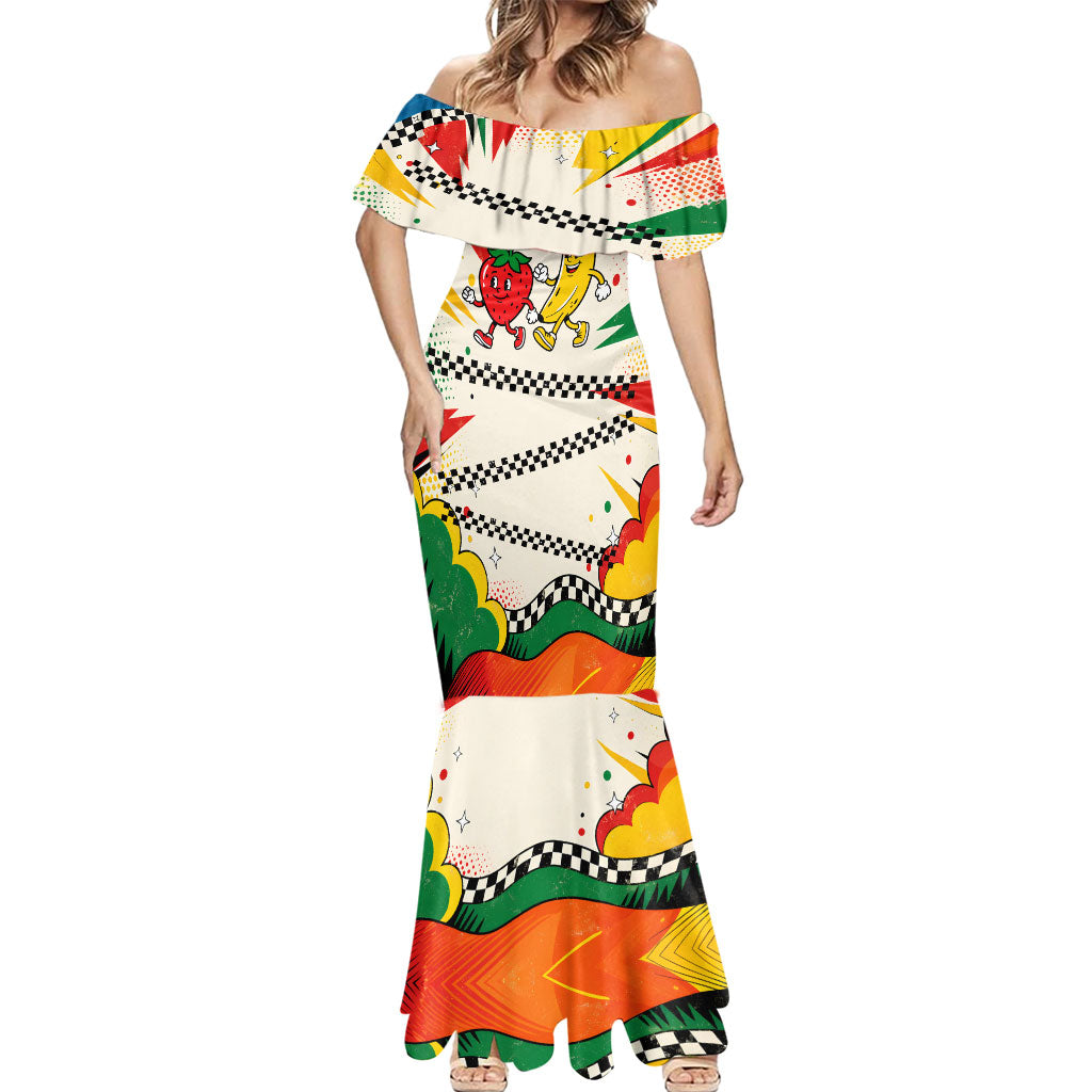 Support Your Fruity Friends Love Wins Gay Pride Mermaid Dress LGBTQ Retro 30s Cartoon Checkered TS04 - Polynesian Pride