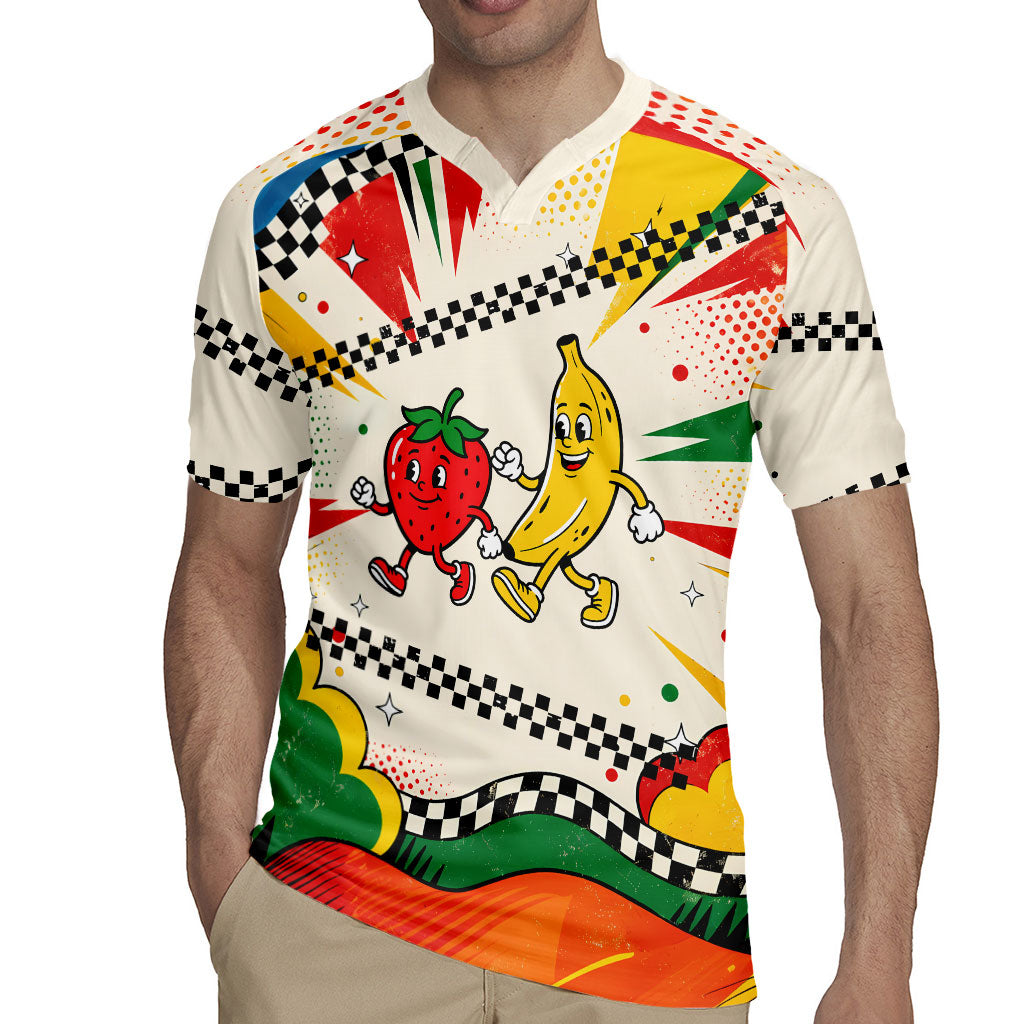 Support Your Fruity Friends Love Wins Gay Pride Rugby Jersey LGBTQ Retro 30s Cartoon Checkered