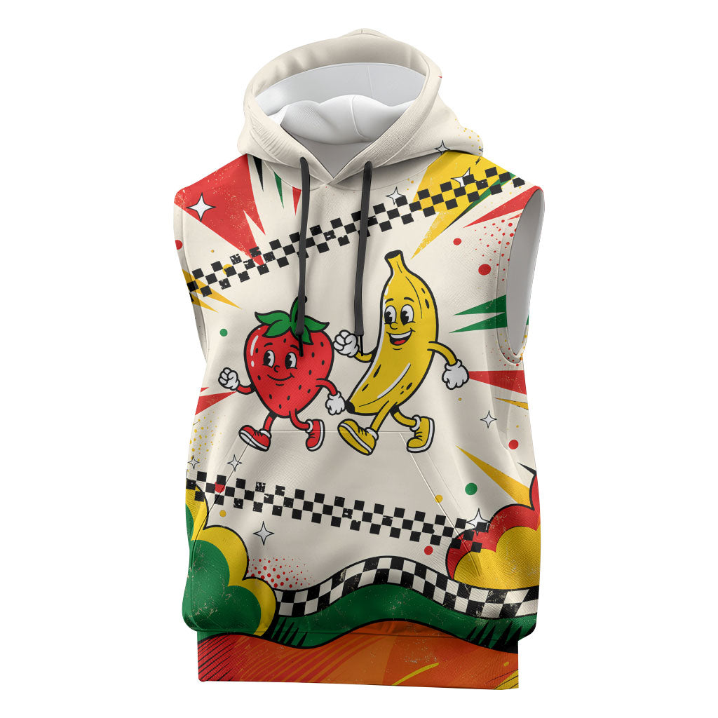 Support Your Fruity Friends Love Wins Gay Pride Sleeveless Hoodie LGBTQ Retro 30s Cartoon Checkered TS04 White Yellow - Polynesian Pride