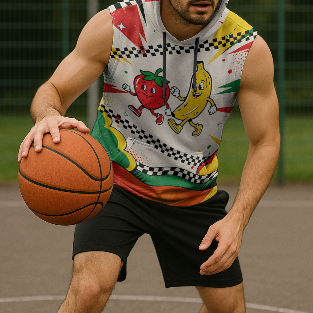 Support Your Fruity Friends Love Wins Gay Pride Sleeveless Hoodie LGBTQ Retro 30s Cartoon Checkered TS04 - Polynesian Pride