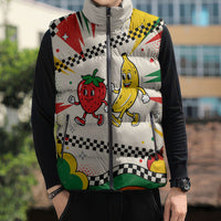 Support Your Fruity Friends Love Wins Gay Pride Sleeveless Puffer Jacket LGBTQ Retro 30s Cartoon Checkered