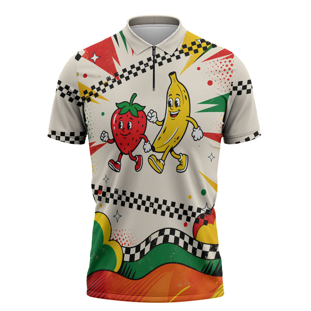 Support Your Fruity Friends Love Wins Gay Pride Zipper Polo Shirt LGBTQ Retro 30s Cartoon Checkered TS04 White Yellow - Polynesian Pride