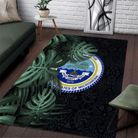 Federated States Of Micronesia Area Rug FSM Tropical Monstera Leaf Dark Tribal Pattern