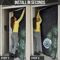 Federated States Of Micronesia Door Cover FSM Tropical Monstera Leaf Dark Tribal Pattern