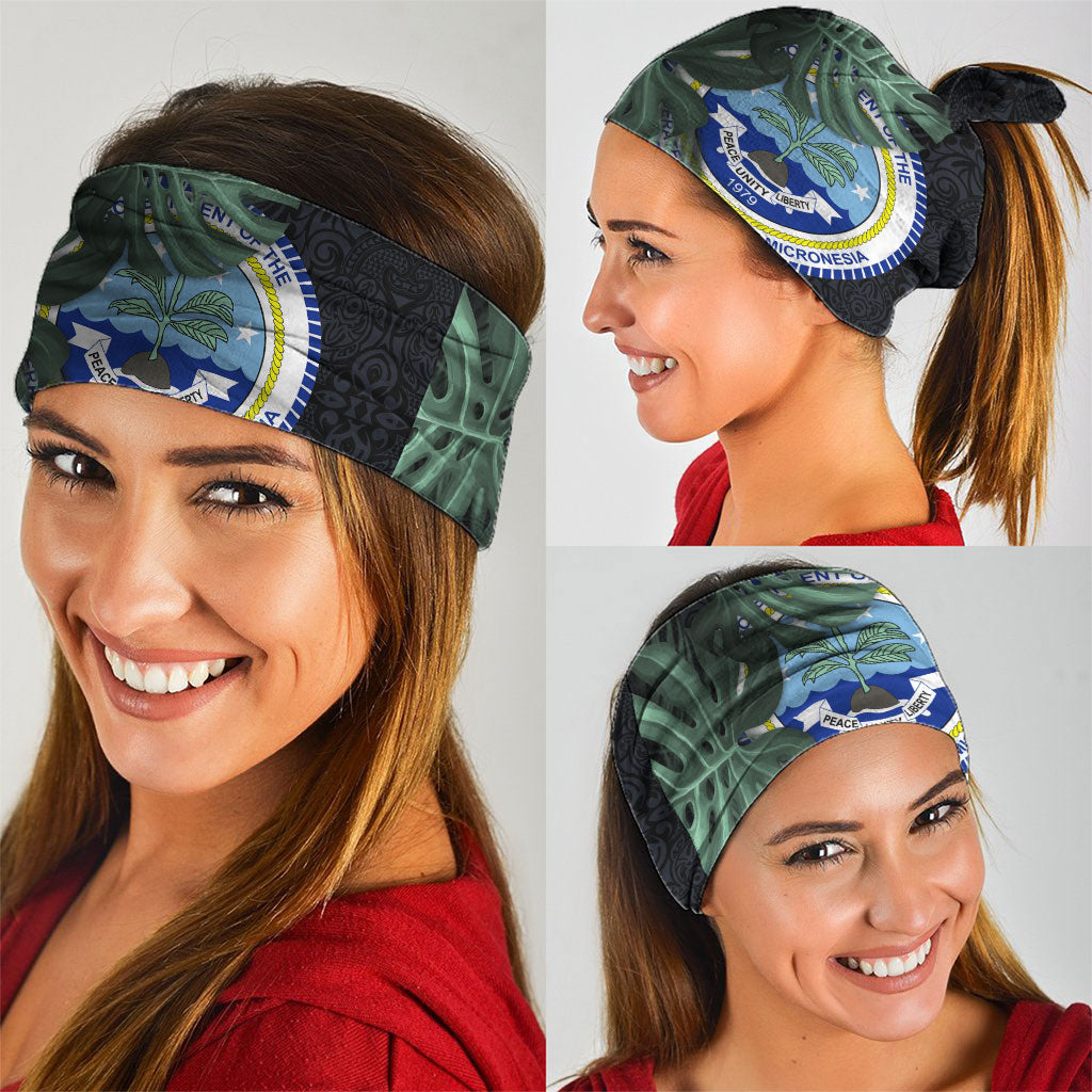 Federated States Of Micronesia Neck Gaiter FSM Tropical Monstera Leaf Dark Tribal Pattern