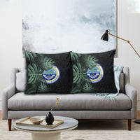 Federated States Of Micronesia Pillow Cover FSM Tropical Monstera Leaf Dark Tribal Pattern