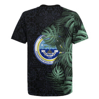 Federated States Of Micronesia Rugby Jersey FSM Tropical Monstera Leaf Dark Tribal Pattern