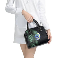Federated States Of Micronesia Shoulder Handbag FSM Tropical Monstera Leaf Dark Tribal Pattern