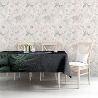 Federated States Of Micronesia Tablecloth FSM Tropical Monstera Leaf Dark Tribal Pattern