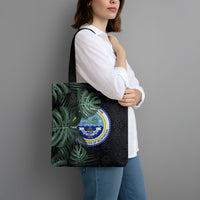 Federated States Of Micronesia Tote Bag FSM Tropical Monstera Leaf Dark Tribal Pattern
