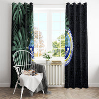 Federated States Of Micronesia Window Curtain FSM Tropical Monstera Leaf Dark Tribal Pattern