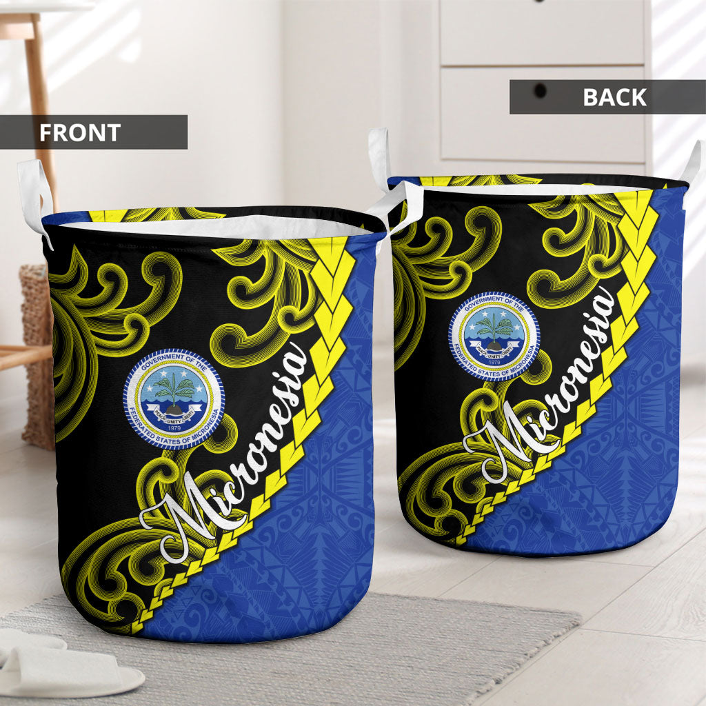 Federated States Of Micronesia FSM Laundry Basket Pacific Islander Tribal Swirl Geometric Pattern