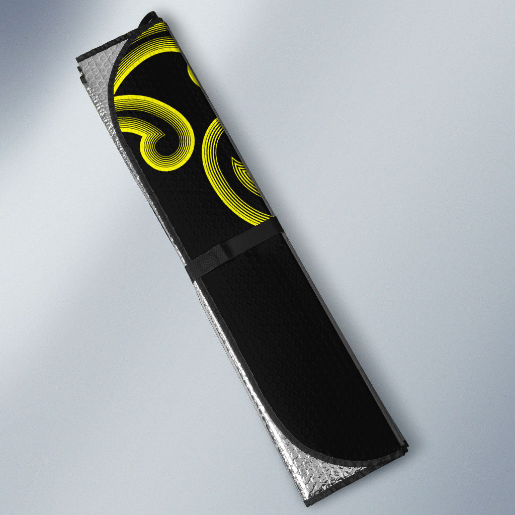 Federated States Of Micronesia FSM Auto Sun Shade Pacific Islander Tribal Swirl Geometric Pattern