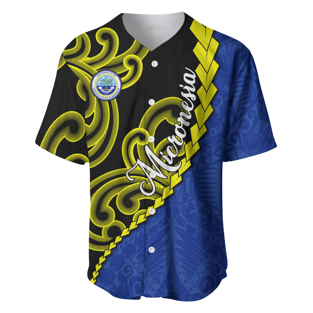 Federated States Of Micronesia FSM Baseball Jersey Pacific Islander Tribal Swirl Geometric Pattern