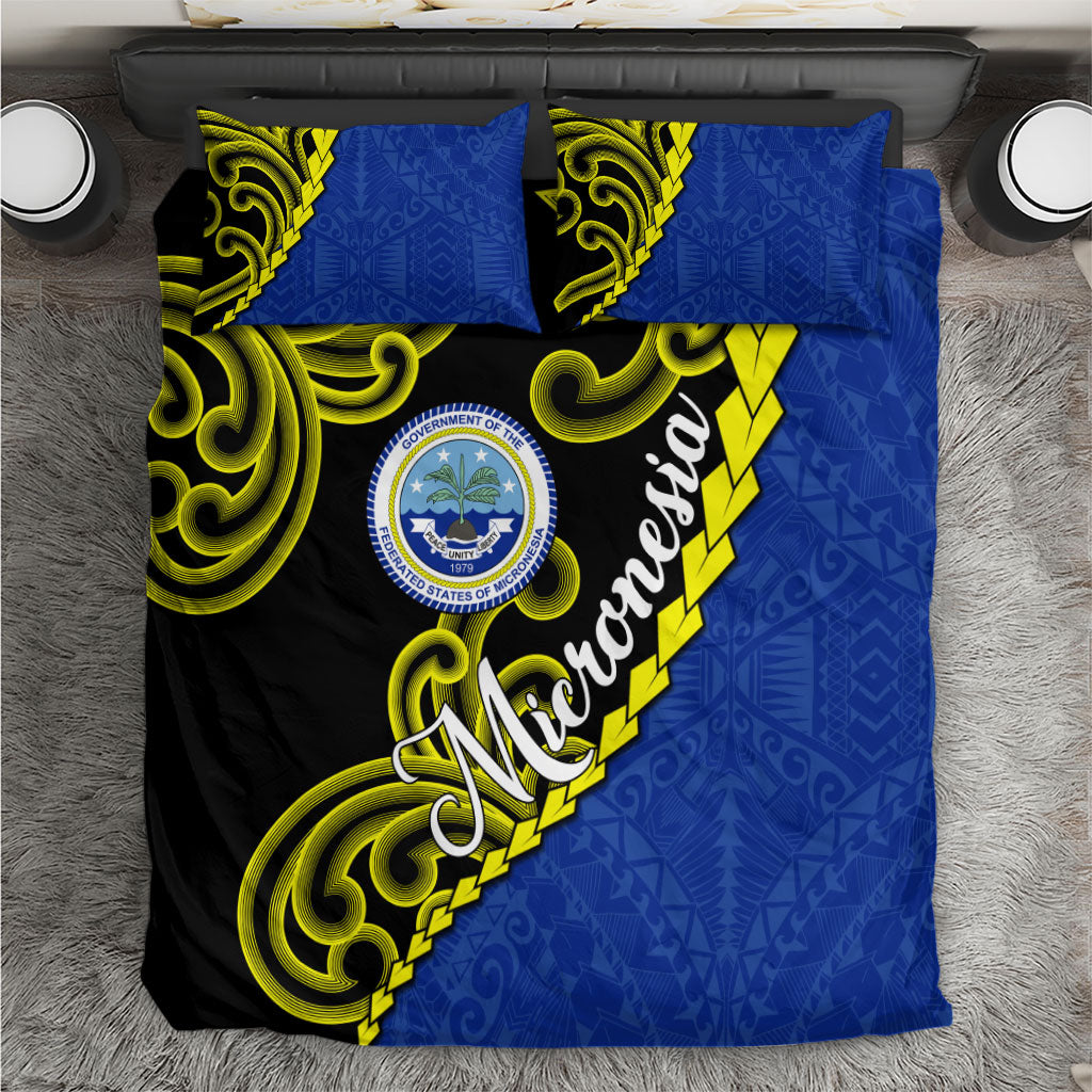 Federated States Of Micronesia FSM Bedding Set Pacific Islander Tribal Swirl Geometric Pattern TS04 Black Blue - Polynesian Pride