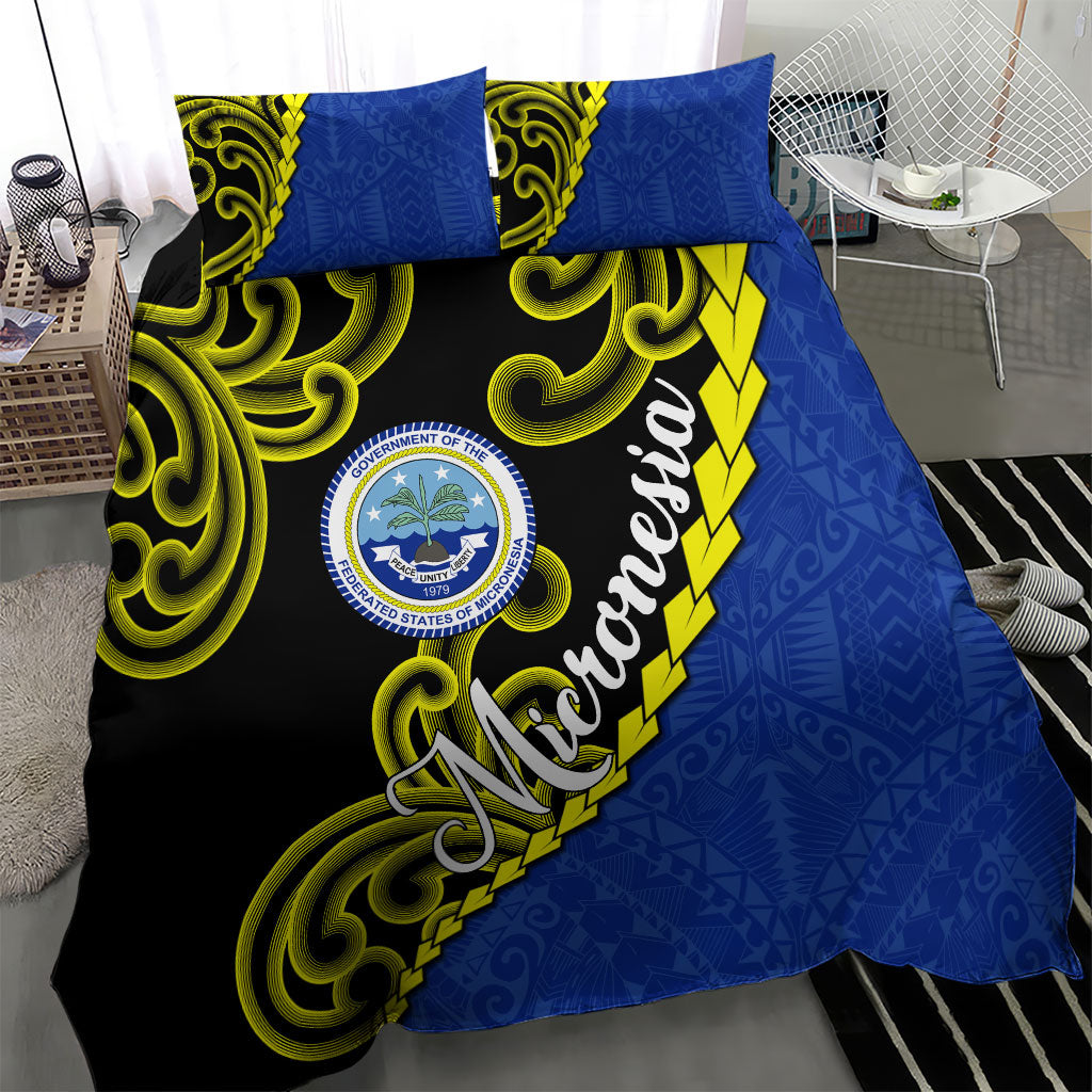 Federated States Of Micronesia FSM Bedding Set Pacific Islander Tribal Swirl Geometric Pattern