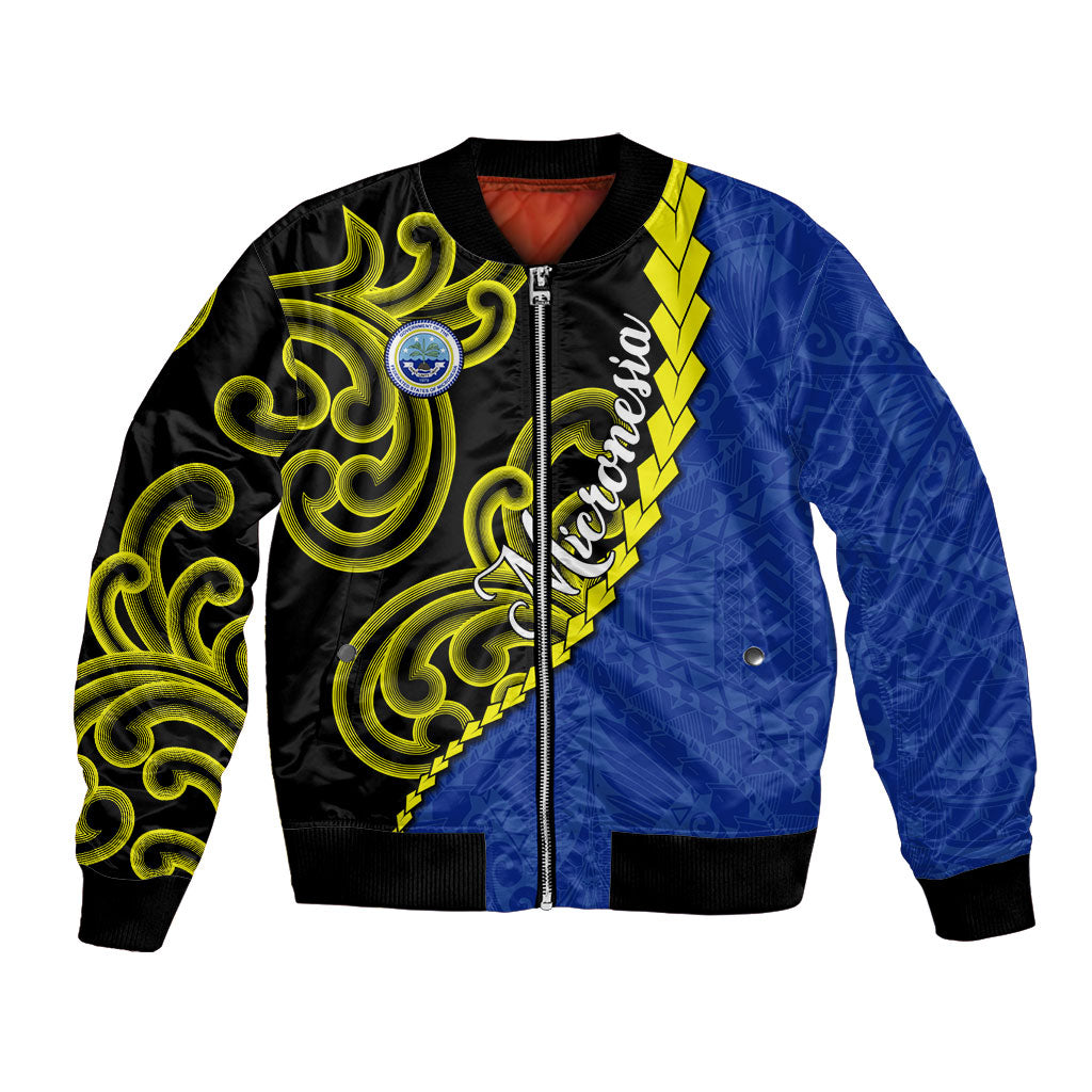 Federated States Of Micronesia FSM Bomber Jacket Pacific Islander Tribal Swirl Geometric Pattern