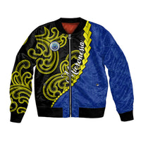 Federated States Of Micronesia FSM Bomber Jacket Pacific Islander Tribal Swirl Geometric Pattern