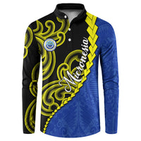 Federated States Of Micronesia FSM Button Sweatshirt Pacific Islander Tribal Swirl Geometric Pattern