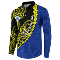 Federated States Of Micronesia FSM Button Sweatshirt Pacific Islander Tribal Swirl Geometric Pattern