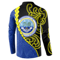Federated States Of Micronesia FSM Button Sweatshirt Pacific Islander Tribal Swirl Geometric Pattern