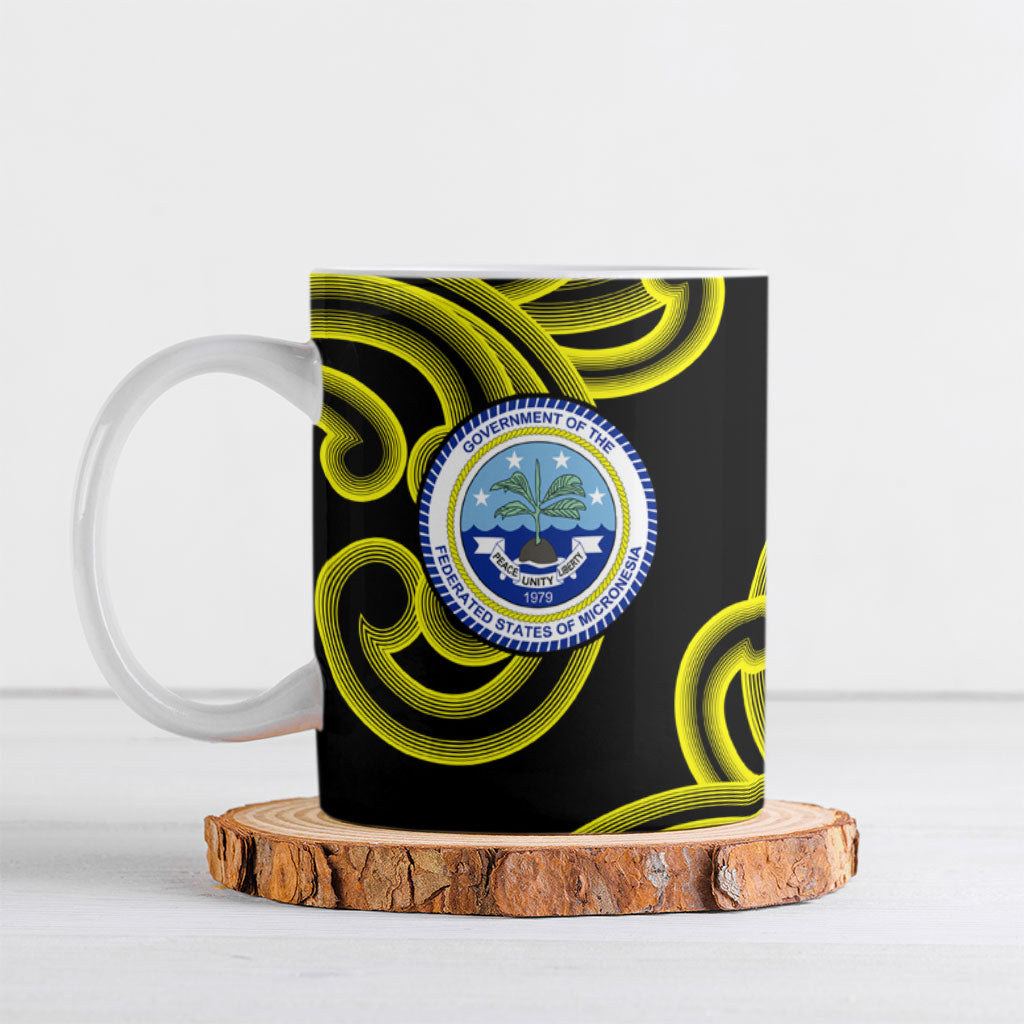 Federated States Of Micronesia FSM Ceramic Mug Pacific Islander Tribal Swirl Geometric Pattern