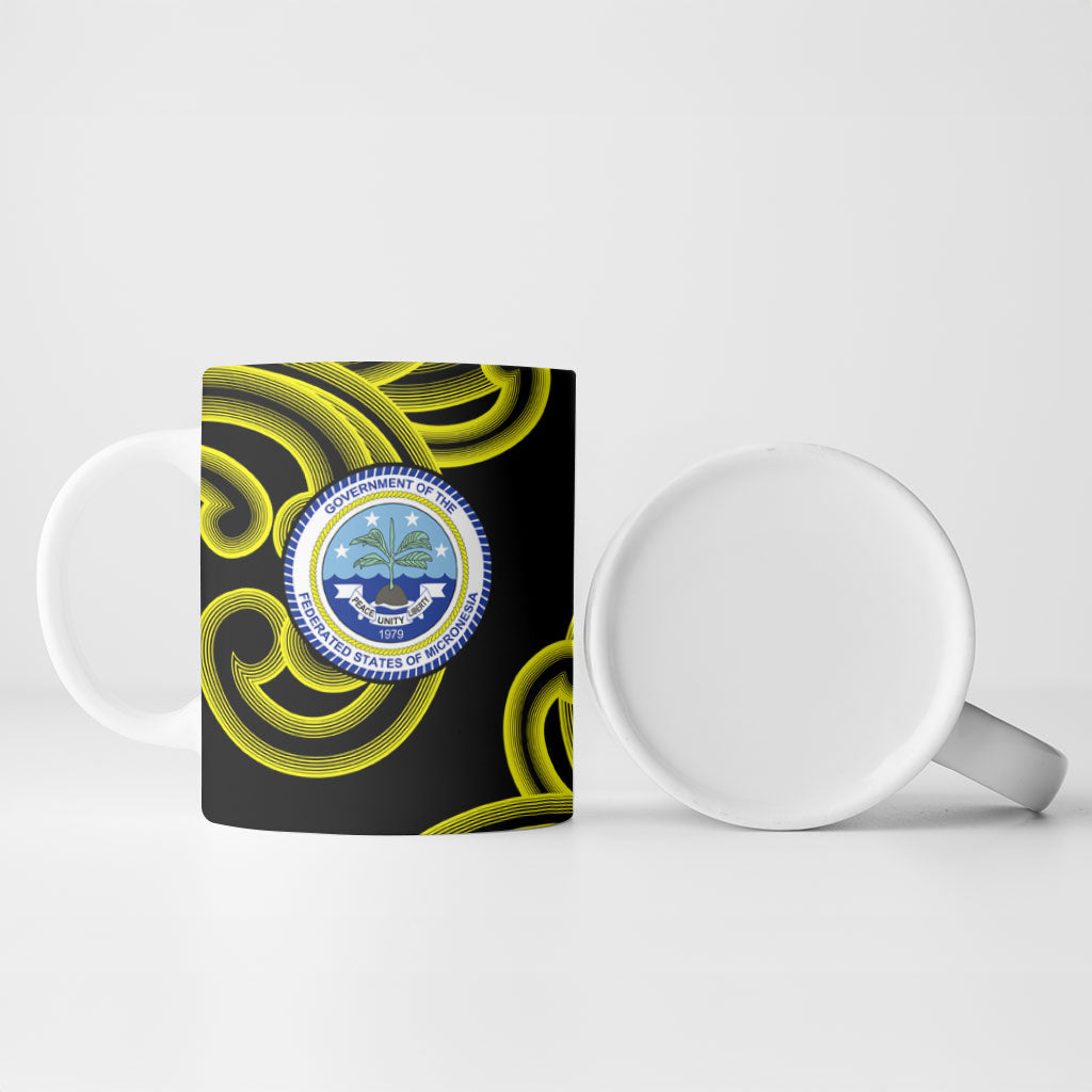 Federated States Of Micronesia FSM Ceramic Mug Pacific Islander Tribal Swirl Geometric Pattern