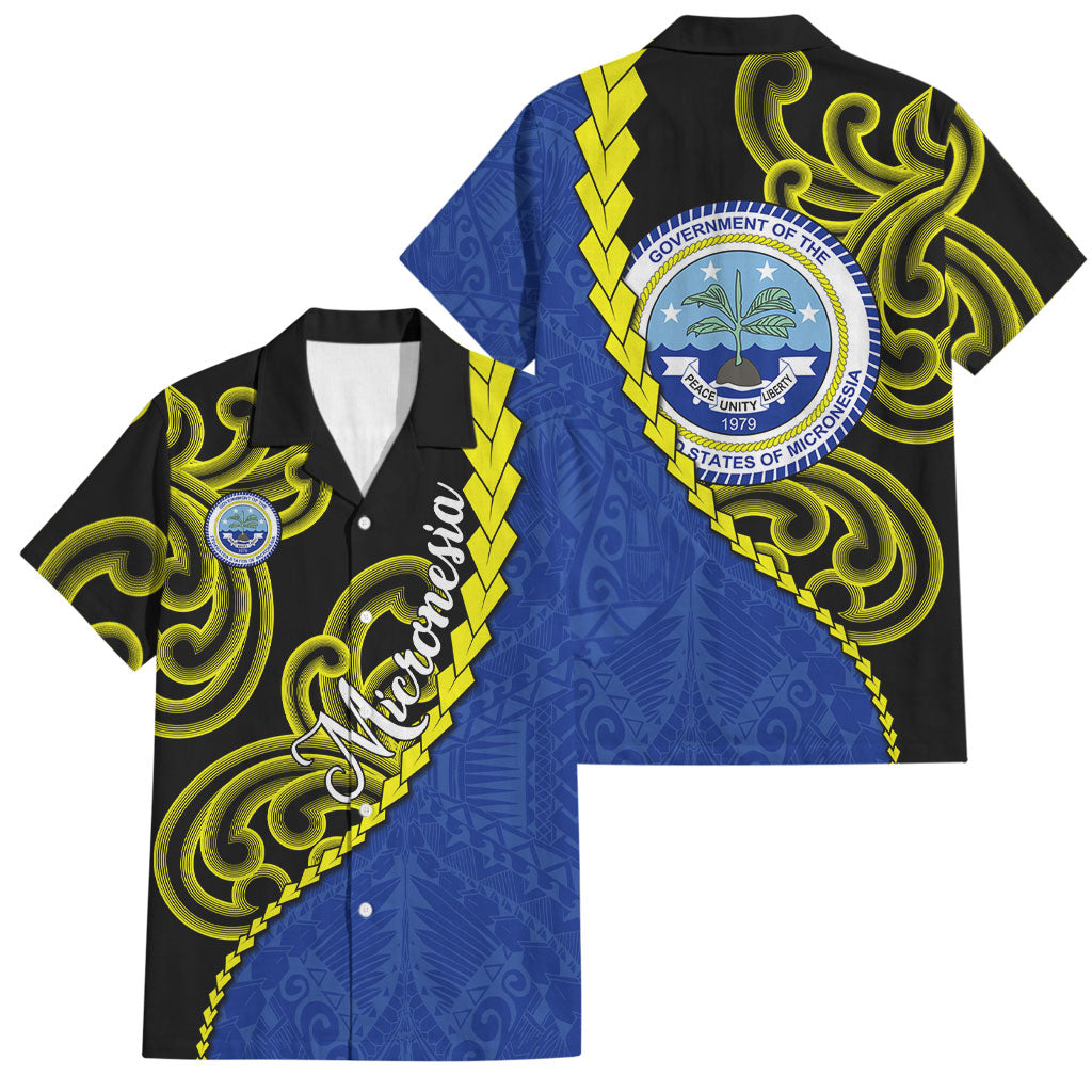 Federated States Of Micronesia FSM Family Matching Puletasi and Hawaiian Shirt Pacific Islander Tribal Swirl Geometric Pattern