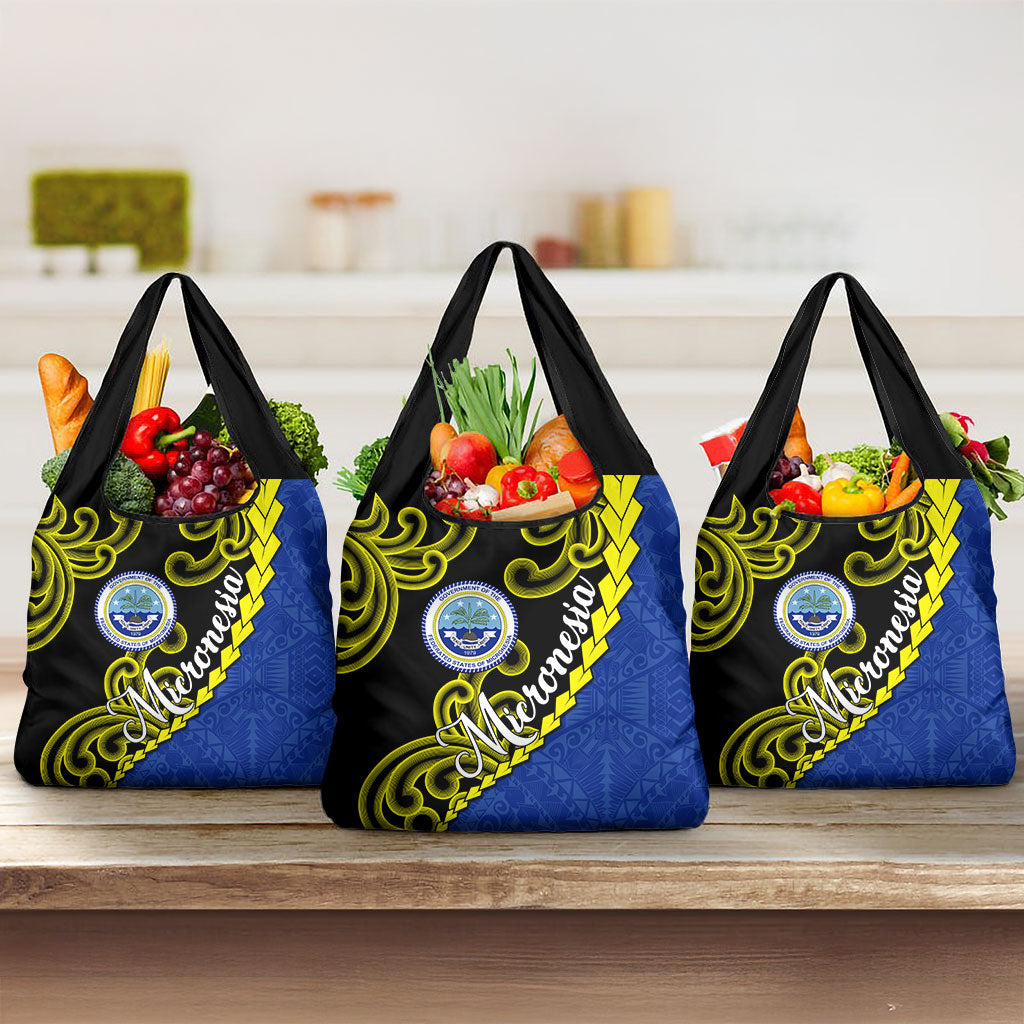 Federated States Of Micronesia FSM Grocery Bag Pacific Islander Tribal Swirl Geometric Pattern