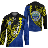 Federated States Of Micronesia FSM Hockey Jersey Pacific Islander Tribal Swirl Geometric Pattern