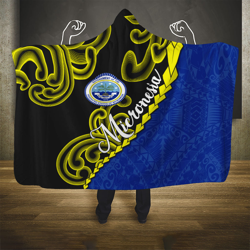 Federated States Of Micronesia FSM Hooded Blanket Pacific Islander Tribal Swirl Geometric Pattern