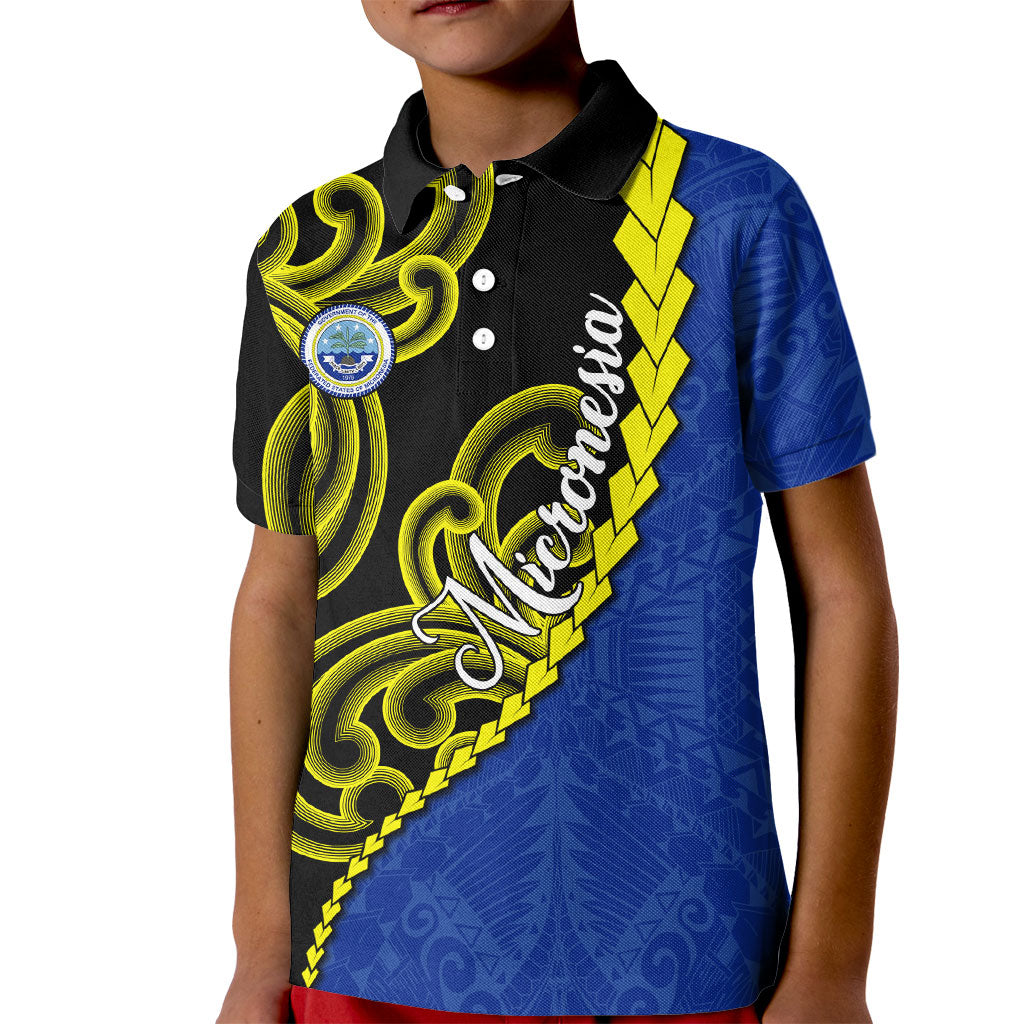 Federated States Of Micronesia FSM Kid Polo Shirt Pacific Islander Tribal Swirl Geometric Pattern