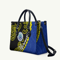 Federated States Of Micronesia FSM Leather Bag Pacific Islander Tribal Swirl Geometric Pattern