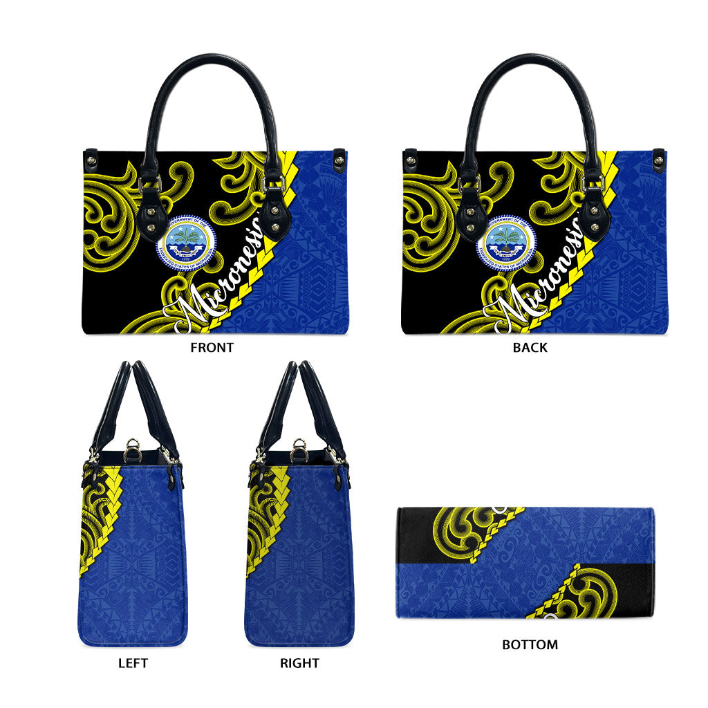 Federated States Of Micronesia FSM Leather Bag Pacific Islander Tribal Swirl Geometric Pattern