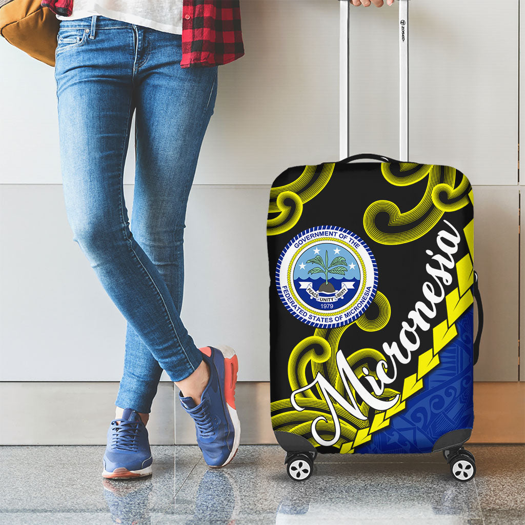 Federated States Of Micronesia FSM Luggage Cover Pacific Islander Tribal Swirl Geometric Pattern