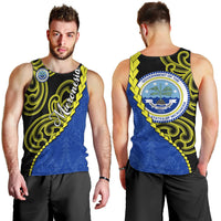 Federated States Of Micronesia FSM Men Tank Top Pacific Islander Tribal Swirl Geometric Pattern